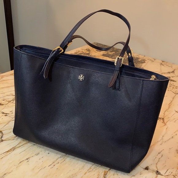 Tory Burch Handbags - Tory Burch York Buckle Divided Tote - Navy Blue
